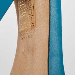 Gucci Teal Leather Horsebit Ankle Strap Sandals Size 37