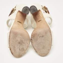 Pre Owned Gucci Off White Leather Ankle Strap Sandals Size 38