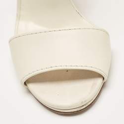 Pre Owned Gucci Off White Leather Ankle Strap Sandals Size 38