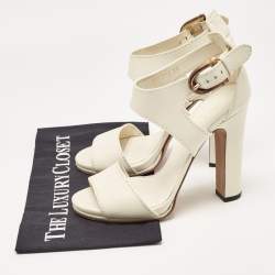 Pre Owned Gucci Off White Leather Ankle Strap Sandals Size 38