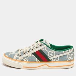 Gucci Blue GG Canvas Tennis  Low Top Sneakers Size 39