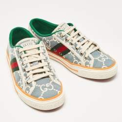 Gucci Blue GG Canvas Tennis  Low Top Sneakers Size 39