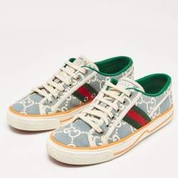 Gucci Blue GG Canvas Tennis  Low Top Sneakers Size 39