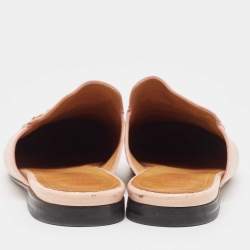 Pre Owned Gucci Pink Leather Princetown Flat Mules Size 39