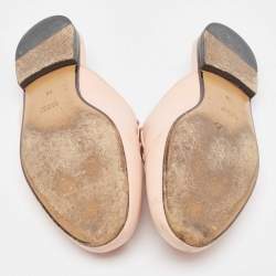 Pre Owned Gucci Pink Leather Princetown Flat Mules Size 39