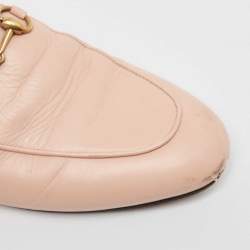 Pre Owned Gucci Pink Leather Princetown Flat Mules Size 39
