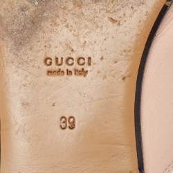 Pre Owned Gucci Pink Leather Princetown Flat Mules Size 39