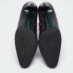 Pre Owned Gucci Purple Leather Buckle Detail Ankle Booties Size 37.5