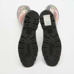 Gucci Multicolor Canvas and Rubber Floral Riding Boots Size 41