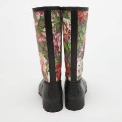 Gucci Multicolor Canvas and Rubber Floral Riding Boots Size 41