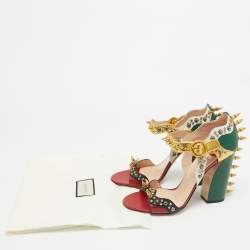 Pre Owned Gucci Multicolor Leather Malaga Kid Embellished Ankle Strap Sandals Size 41