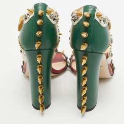 Pre Owned Gucci Multicolor Leather Malaga Kid Embellished Ankle Strap Sandals Size 41
