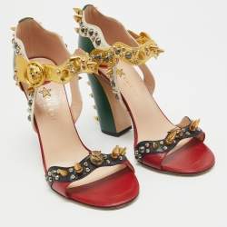Pre Owned Gucci Multicolor Leather Malaga Kid Embellished Ankle Strap Sandals Size 41