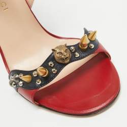 Pre Owned Gucci Multicolor Leather Malaga Kid Embellished Ankle Strap Sandals Size 41
