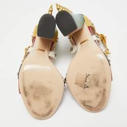 Pre Owned Gucci Multicolor Leather Malaga Kid Embellished Ankle Strap Sandals Size 41