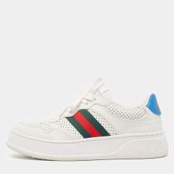 Gucci White Leather Web Low Top Sneakers Size 39  