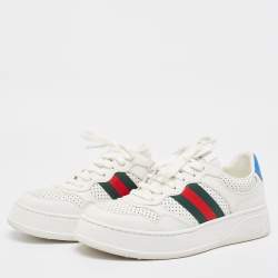 Gucci White Leather Web Low Top Sneakers Size 39  