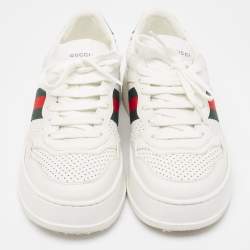 Gucci White Leather Web Low Top Sneakers Size 39  