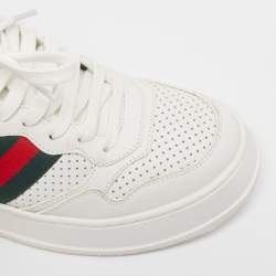 Gucci White Leather Web Low Top Sneakers Size 39  
