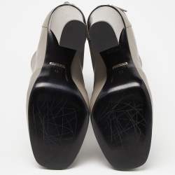 Pre Owned Gucci Grey Leather Horsebit Ankle Boots Size 39