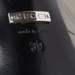 Pre Owned Gucci Grey Leather Horsebit Ankle Boots Size 39