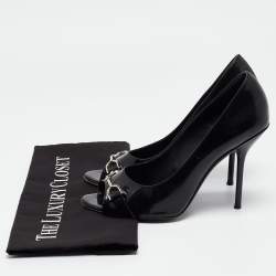 مملوكة مسبقًا Gucci Black Patent Peep Toe Pumps Size 38