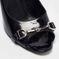 مملوكة مسبقًا Gucci Black Patent Peep Toe Pumps Size 38