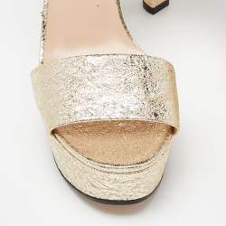 Pre Owned صندل غوتشي نعل سميك كلادي جلد أزرق ميتالك مقاس 39