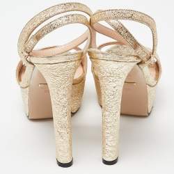 Pre Owned صندل غوتشي نعل سميك كلادي جلد أزرق ميتالك مقاس 39