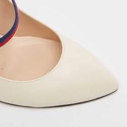 Gucci Cream Leather Mary Jane Sylvie Pumps Size 38.5