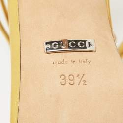 مملوكة مسبقًا Gucci Gold Leather Interlocking G Crystal Embellished  Ankle Sandals Size 39.5