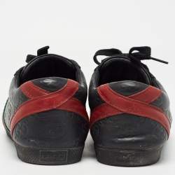 Pre Owned Gucci Black Leather Guccissima Web Sneakers Size 38