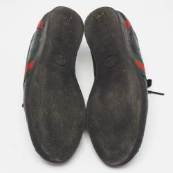 Pre Owned Gucci Black Leather Guccissima Web Sneakers Size 38