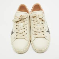 Pre Owned Gucci Off White Leather Mystic Cat Ace Sneakers Size 37