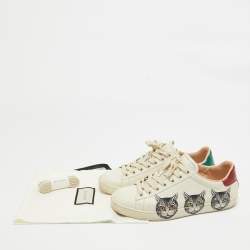Pre Owned Gucci Off White Leather Mystic Cat Ace Sneakers Size 37