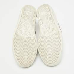 Gucci White Leather and Sneak Embossed Ace Web Sneakers Size 37