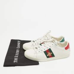 Gucci White Leather and Sneak Embossed Ace Web Sneakers Size 37