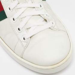 Gucci White Leather Bee Embroidered Ace Sneakers Size 37
