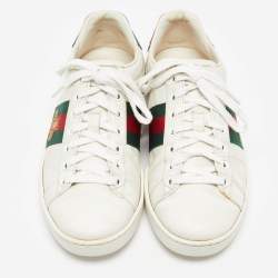 Gucci White Leather Bee Embroidered Ace Sneakers Size 37
