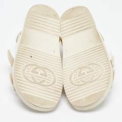 Pre Owned Gucci Cream Rubber Isla Flat Sandals Size 38