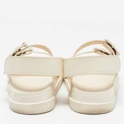 Pre Owned Gucci Cream Rubber Isla Flat Sandals Size 38