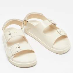 Pre Owned Gucci Cream Rubber Isla Flat Sandals Size 38