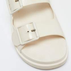 Pre Owned Gucci Cream Rubber Isla Flat Sandals Size 38