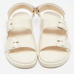 Pre Owned Gucci Cream Rubber Isla Flat Sandals Size 38