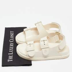 Pre Owned Gucci Cream Rubber Isla Flat Sandals Size 38