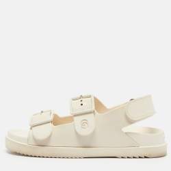 Pre Owned Gucci Cream Rubber Isla Flat Sandals Size 38