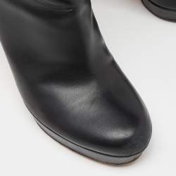 Gucci Black Leather Bamboo Tassel Knee Length Platform Boots Size 40