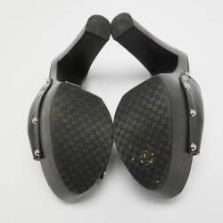 Gucci Black Leather Horsebit Open Toe Clogs Size 39.5