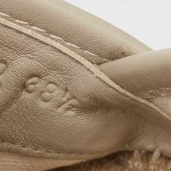 Pre Owned Gucci Grey Leather and GG Canvas Espadrille Flats Size 38.5