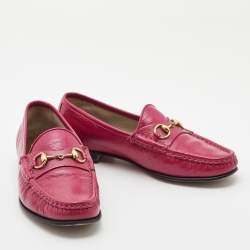 Pre Owned Gucci Pink Patent Leather 1953 Horsebit Loafers Size 37